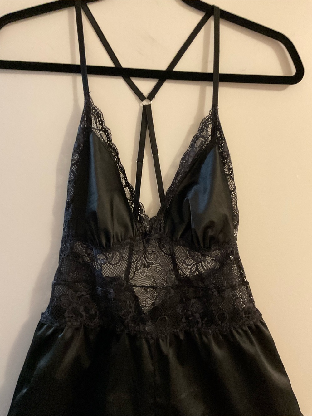 EUC black satin and lace lingerie romper - Picture 6 of 11